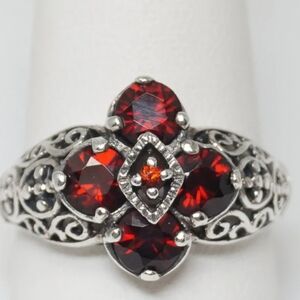 Vintage Designer CNA Garnet Sterling Silver Ring